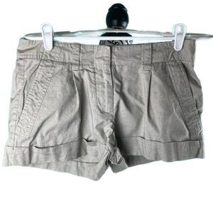 Theory Light Grey Cuffed Mid Rise Lightweight Mini Shorts 4